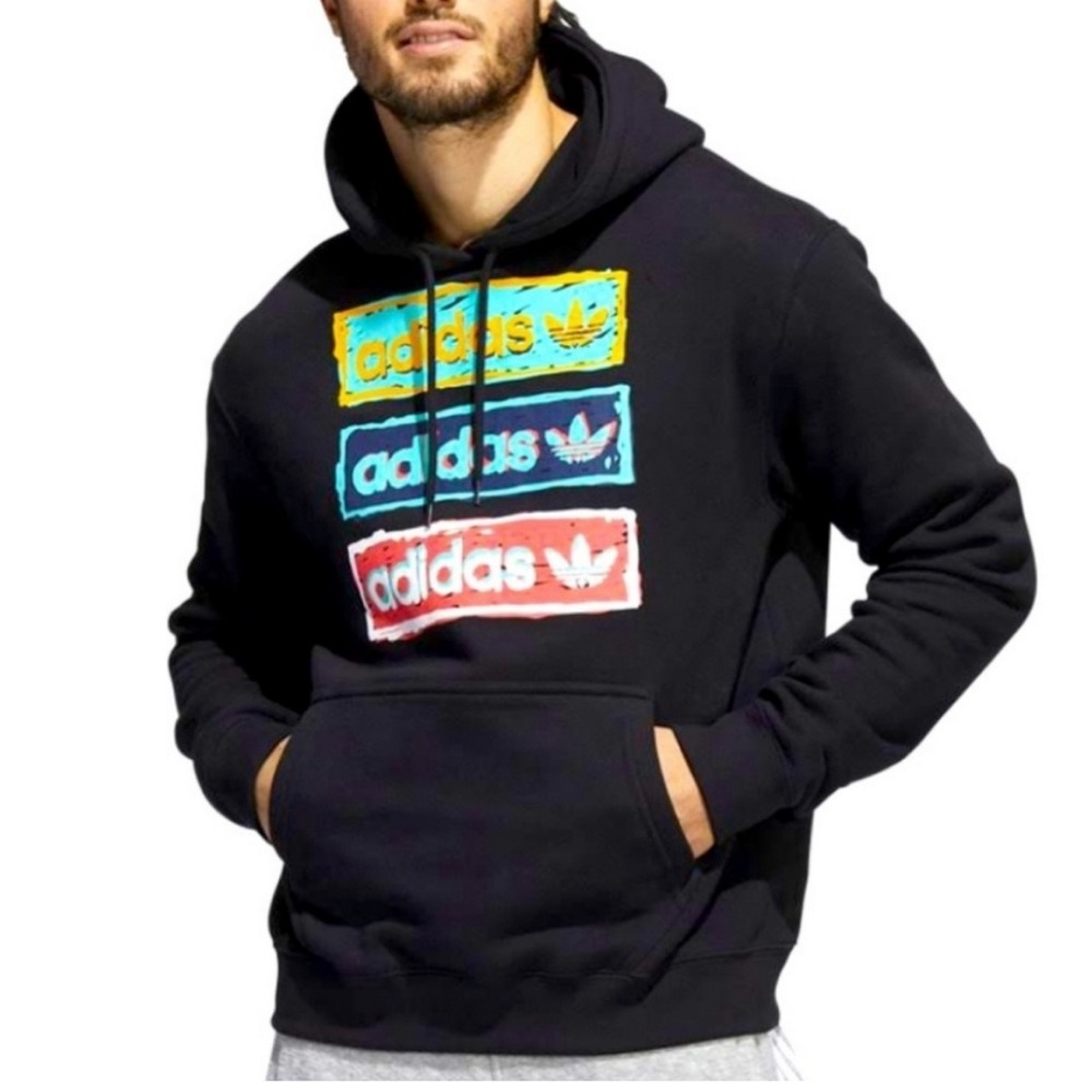 NWOT- ADIDAS Men’s Retro Graphic Spell Out Hooded Sweatshirt